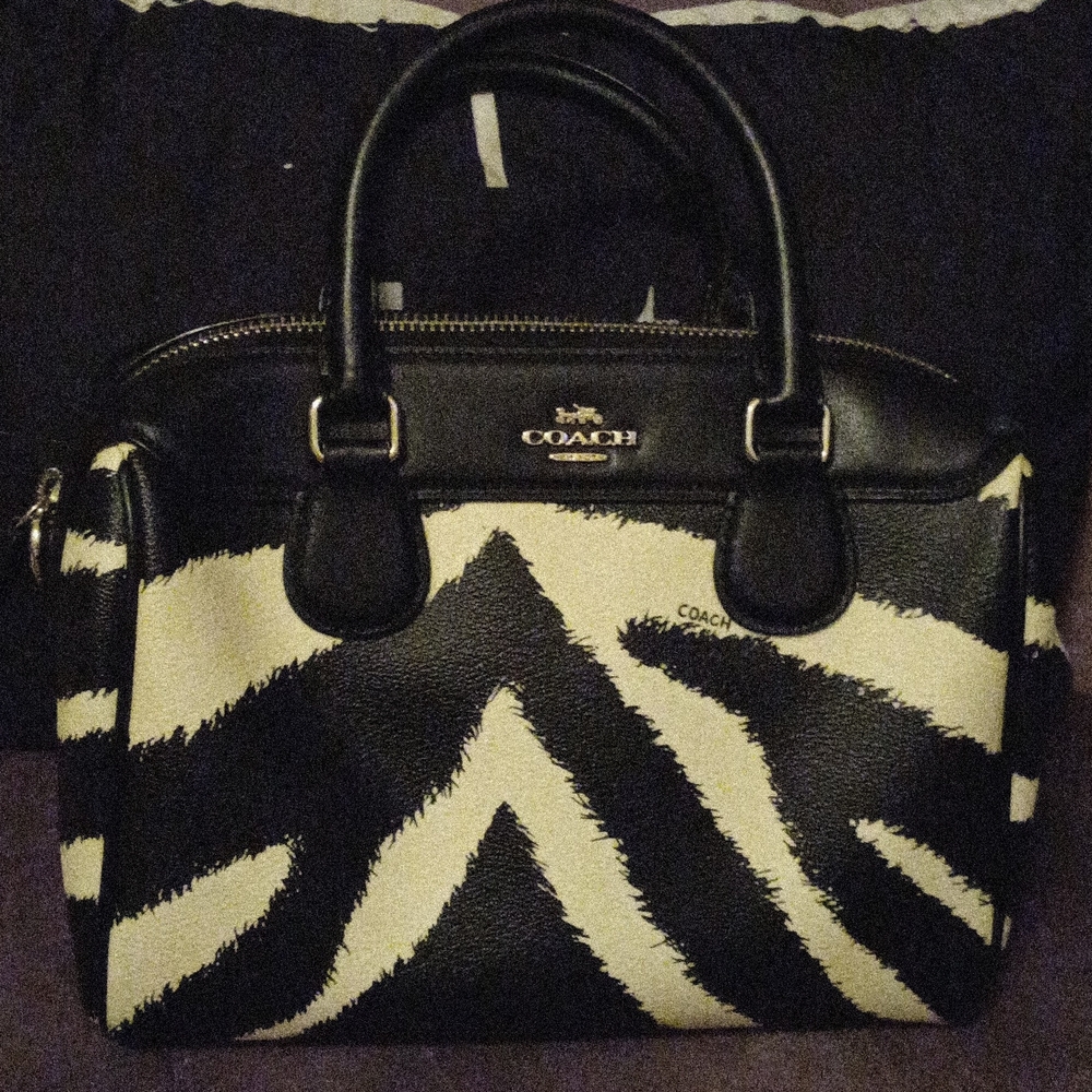 Coach Zebra Print Black and White Satchel